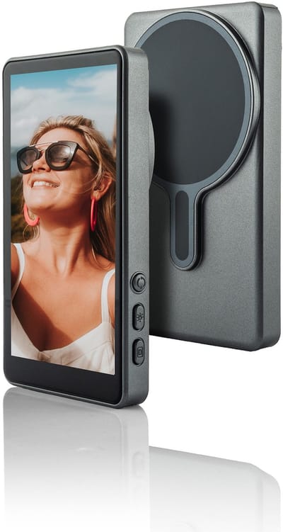 MOJOGEAR VS2 Selfie Vlog Monitor Voor iPhone en Android - Magnetisch - Draadloos via WiFi met MagSafe - Met Afstandsbediening - Grijs