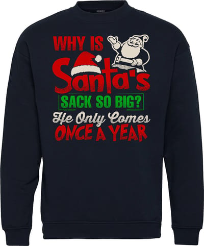 Kersttrui Santa's Sack | Foute Kersttrui Dames Heren | Kerstcadeau | Kerstpakket | Navy | maat XS