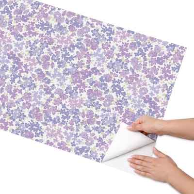Coloray Meubel Wrap Folie - Paars Meubelfolie - 65x130 cm - Decoratiefolie Zelfklevend Kleurrijke bloemen - Meubelfolie Zelfklevend - Modern Meubelfolie - Wrapfolie Keuken - Wanddecoratie - Bloemen en planten