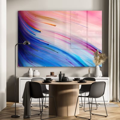 ® Glasschilderij 180x120 cm - Schilderij acrylglas - Abstract - Regenboog - Kleurstof - Foto op glas - Muurdecoratie woonkamer - Wanddecoratie slaapkamer - Schilderijen