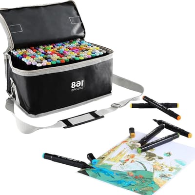 Graffiti Markers met 168 Kleuren - Dubbelzijdige Stiften voor Creatief Schilderen, Kleurboeken en Kunstprojecten voor Kinderen en Volwassenen