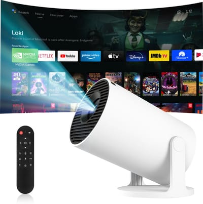 Mini Beamer - Mini 4K Projector Draagbare Videoprojector - Android 11 - WiFi 6 en Bluetooth 5.4 - 180° Draaibaar - 1080P Full HD - Voor Telefoon PC en Home Cinema
