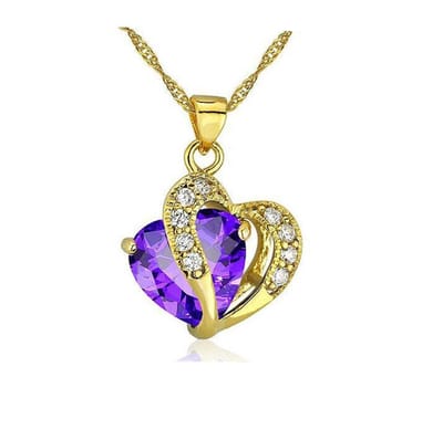 Lumici® | Amethist Ketting - Paars Hartje - Steen - Liefde - Relatie - Geschenk - Natuur - Zomer - Lente - Cadeau Voor Vrouwen - Moederdag Cadeau - Valentijn - Liefde - Verrassing - Goud & Zilver