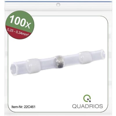 Quadrios 22C461 Stootverbinder Met krimpkous 0.25 mm² 0.34 mm² Volledig geïsoleerd Wit 1 set(s)