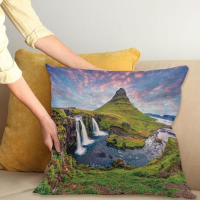 ABAKUHAUS Eiland Kussenhoes – 40×40 cm – Tweezijdig bedrukt – Zonsondergang