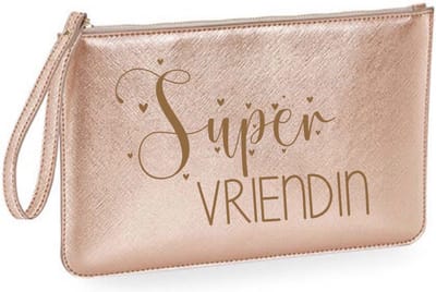 Toilettas leerlook cadeau super vriendin-rose gold-cadeau kerst-verjaardag