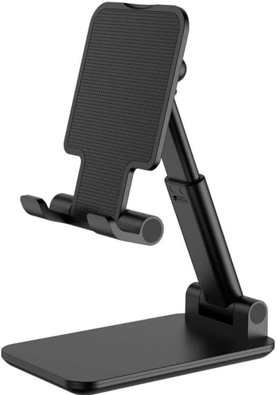 TOVBMUP Telefoon Houder - Telefoon Tablet Houder - Tablet standaard - Opvouwbaar en Verstelbaar - Voor bureaublad - Zwart