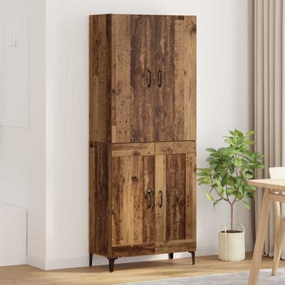 vidaXL - Highboard - Oud - Hout - 69,5 - x - 34 - x - 180 - cm - Bewerkt - hout