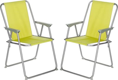 Atmosphera camping/strand stoel - 2x - aluminium - inklapbaar - groen - L52 x B55 x H75 cm - buitenstoelen