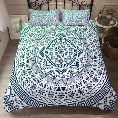 Luxe Beddengoedset Voor Mandala Klassieke Kleuren Super Maat Boheemse Bedset King Queen Full Dekbedovertreksets Boho Beddengoed Dubbel EU single(135x200cm)