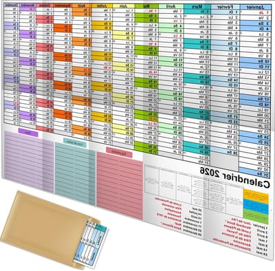 Grote Wandkalender 2026, Jaarplanner met Overzicht van Feestdagen en Weken, 57 cm x 87 cm, Perfect voor Thuis en Kantoor