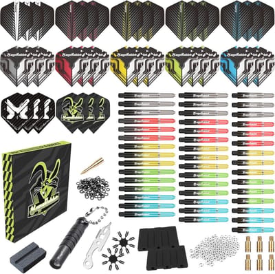 Dartflights Accessoireset met 36 Dartpijlen en 45 Schachten