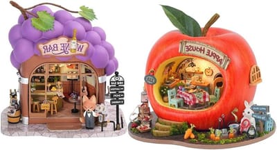 Houten Poppenhuis - Miniatuur Huis - Hobby Bouwen - Met Ledverlichting - Schaal 1:100 - Multicolor