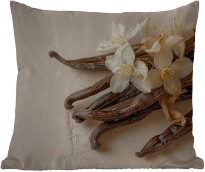Tuinkussen - Vanille - Bloemen - Beige - 40x40 cm - Weerbestendig