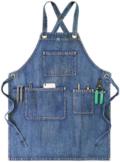 Schort - Denim schort - met handige zakken - Geschikt voor kappers, ambachtslieden, barista's, grillers - voor mannen en vrouwen - Blauw