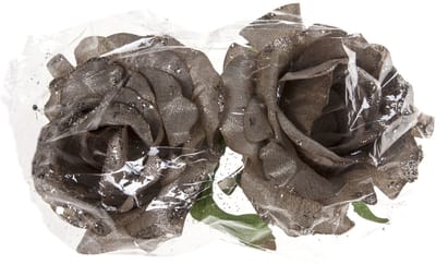 Kerstboomversiering Bloemen - 2x stuks - 10 cm - zilver glitter - op clip - ornament