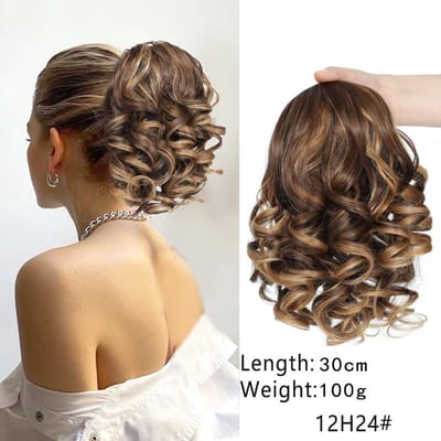 Haarextensies - Extensions Clip In - Golvende Haarverlenging - Haarstuk - Nep Haar - Nephaar - 30cm-Klipstijl [12H24]