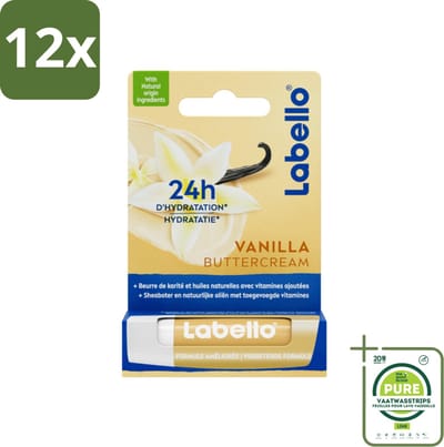 Labello Lippenbalsem Vanilla Buttercream 4.8 gr - Voordeelverpakking - 12 stuks - Lippenbalsem - Vanille