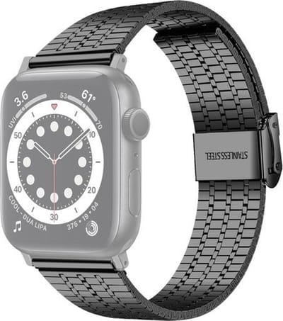 By Qubix - Geschikt voor Apple Watch bandje - Metalen bandje - Zwart - Geschikt voor Apple watch 38mm / 40mm / 41mm / 42mm - Smartwatch bandje