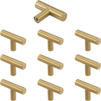 10 Stuks Gouden Deurgrepen voor Keukenkastjes - RVS, Inclusief Schroeven, Ideaal voor Laden en Kasten