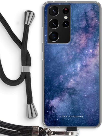 Hoesje met koord geschikt voor Samsung Galaxy S21 Ultra hoesje met Koord - Nebula - Telefoonhoesje met Zwart Koord - Bescherming aan alle Kanten en Over de Schermrand