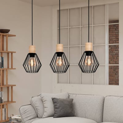 EGLO Palmorla - Hanglamp - E27 - 76 cm - Zwart/Bruin