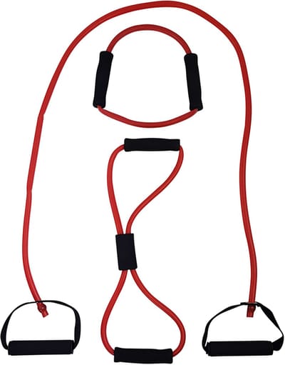 Tunturi Tubing met Handvatten - Resistance tube - Zwaar - Rood - Incl. gratis fitness app
