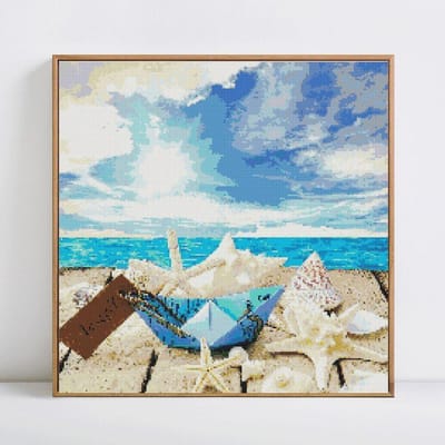 DIY Diamond Painting Schilderachtige kust Volledige ronde strass fotoborduurwerk 30x30