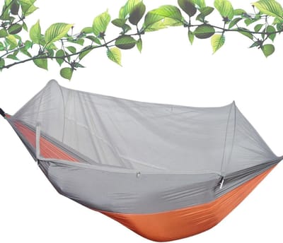 Camping Hangmat - Outdoor Luifel - Ontspannen Buiten - Met Geïntegreerd Muggennet - 300 kg Draagkracht - Oranje