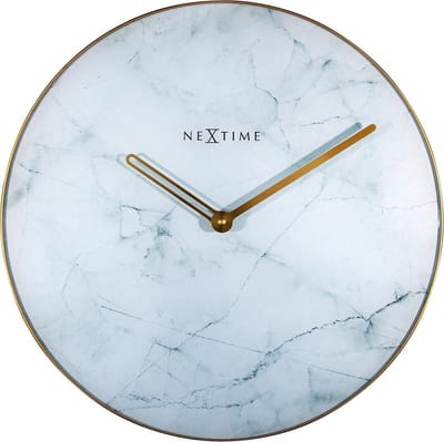 NeXtime Marble – Stille Wandklok – 40 cm – Glas/Metaal – Wit