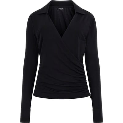 GUESS Marciano By  Ilary Wrap Ls Top Jet Black Taglia: XS | Maglie a manica lunga Outlet | Donna | Nero