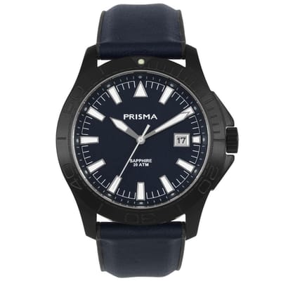 Prisma horloge P.1161 Heren edelstaal Luminous Blauw