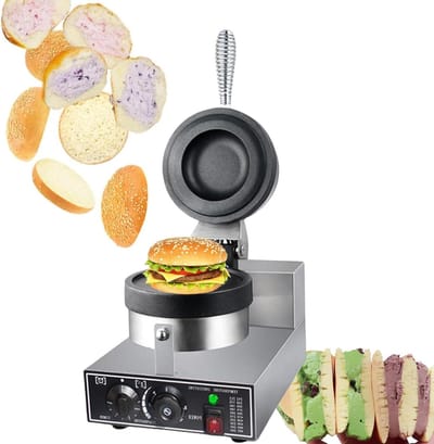 Elektrisch Wafelijzer - Burger Machine - Snacks Maken - Dubbelzijdig Verwarmen - 1200W - Zilver