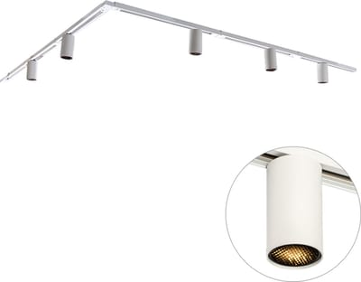 QAZQA iconic ruby - Moderne Spot railsysteem verlichting, railverlichting geschikt voor led - 5 lichts - L 300 cm - Wit - Woonkamer | Slaapkamer | Keuken