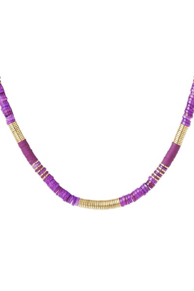 Ketting verschillende kralen Paars polymer clay