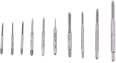 Dailygoods- Kranen Set van 10 - Mini Machine Handtap - M1/M1.2/M1.4/M1.6/M1.7/M1.8/M2/M2.5/M3/M3.5 - Sneldraaistaal - Duurzaam en Roestbestendig - Schroefdraad