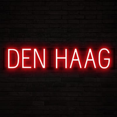 DEN HAAG - Lichtreclame Neon LED bord verlicht | SpellBrite | 78,31 x 16 cm | 6 Dimstanden & 8 Lichtanimaties | Reclamebord neon verlichting