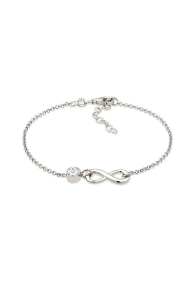 Elli - Armband - Armband met Stenen Dames Infinity Schakelketting Glas Kristallen Xirius Cut Wit 925 Sterling Zilver 16 cm -