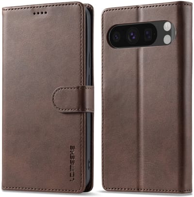 LC.IMEEKE Hoesje - Geschikt voor Google Pixel 10 / 10 Pro / 9 / 9 Pro Hoesje - LC.IMEEKE Luxe Book Case - Donkerbruin