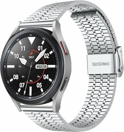 By Qubix - Geschikt voor Garmin bandje - Stalen bandje - Zilver - Geschikt voor Garmin Vivoactive 6 / 5 / 3 - Smartwatch bandje 20mm