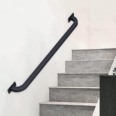 Trapleuning Set - Handgreep Metaal - Veilig Trap Lopen - Smeedijzer Duurzaam - 150cm Lengte - Zwart