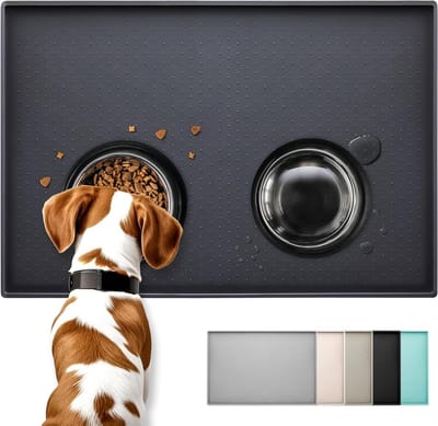 Honden- en kattenvoer mat, antislip ontwerp, 100% waterdicht, verhoogde rand tegen morsen, vaatwasmachinebestendig, ideaal voor huisdieren