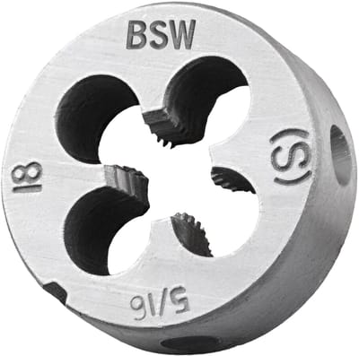 Solidchoice- Draadsnijmatrijs 5/16"-18 - Gelegeerd Staal - Ronde Matrijs - Rechtsdraaiend - Slijtvast - 4 Gaten - 25 mm Buitendiameter - Schroefdraadmatrijs