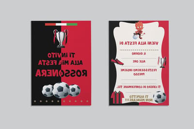 Verjaardagskaarten - Feestuitnodigingen Kaartjes - Voetbalfeest Organiseren - 20 Premium Kaarten - 95 x 150 mm - Rood en zwart