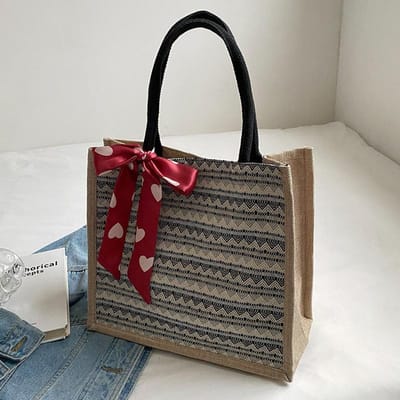 Etnische Stijl Retro Linnen Draagtas voor Dames Nieuwe Grote Capaciteit Een-schouder Mode Mama Tas Klasse Schoudertas black