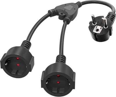 stekkerdoos - stekkerblok - verdeelstekker - stopcontact splitter - stopcontact splitter zwart - dubbel stopcontact - dubbel stopcontact met stekker - dubbele stekker - verlengsnoer - dubbel stekker voor stopcontact - stroomkabel