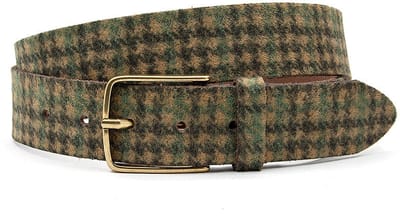 Dames riem groen - Leren jeans riem 4cm pied-de-poule - Leer - Jeans riem - Fashion statement - Maat 100