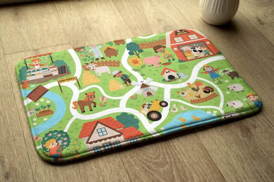 Coloray Vloerkleed voor Kinderkamer - Groente Klein Tapijt - Boerderij Met Kinderen Vloerkleed - Bruin Accenten Laagpolig Tapijt - Antislip Vloerkleed Voor Slaapkamer - 75x45 cm