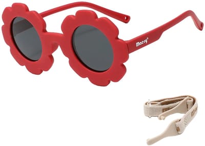 Maesy Baby Zonnebril Fleur - 1 t/m 3 jaar - Elastiek - Flexibel - UV400 Bescherming - Zonnebril Kind Bloem - Rood