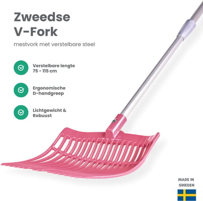 Mestvork – Verstelbaar – Roze – 75-115 cm – Lichtgewicht – Voor stal, tuin & erf - Mestvork paarden